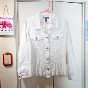 Kate & Mallory White Jean Jacket Classic Denim Style